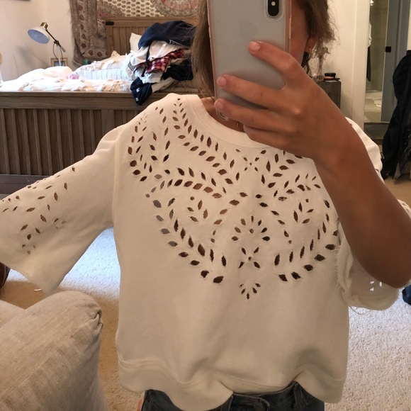 Free People Tops - Free people white eyelet sweater tee